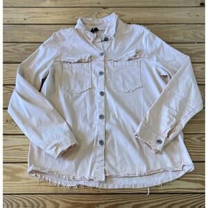 Venti6 Raw Hem Button Up Shirt Size Small Women’s Pink